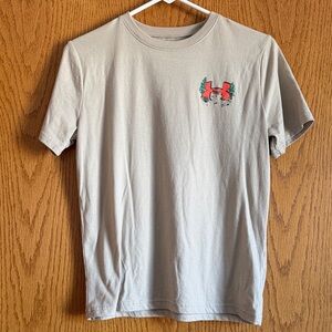 Under Armour Boys Beige Short Sleeve Logo Tee | Orange & Green Accent